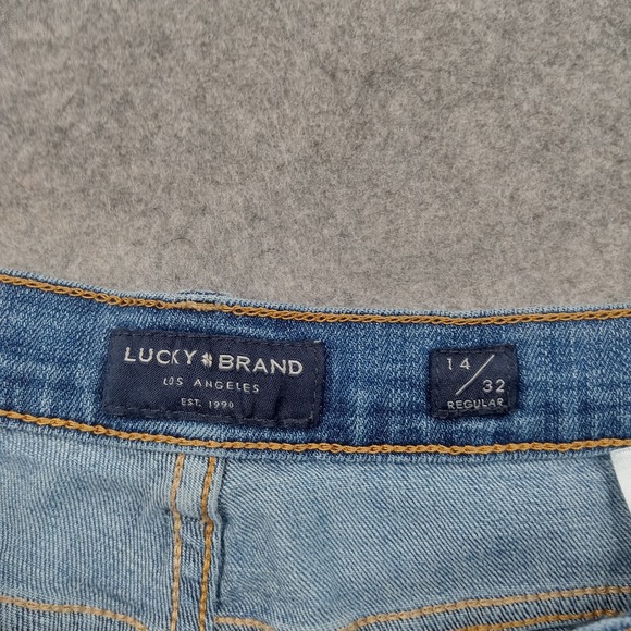 Lucky Brand Jeans Womens 14/32 Blue Medium Wash Straight Mid Rise Stretch Denim - Picture 5 of 12